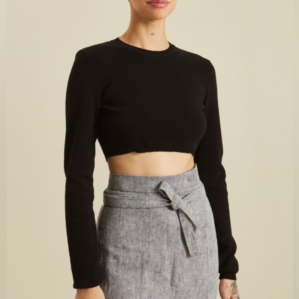 NWOT Max Mara Label-cut Long Sleeves Knot Blend Cropped TopSz:M US6 Fall/Winter